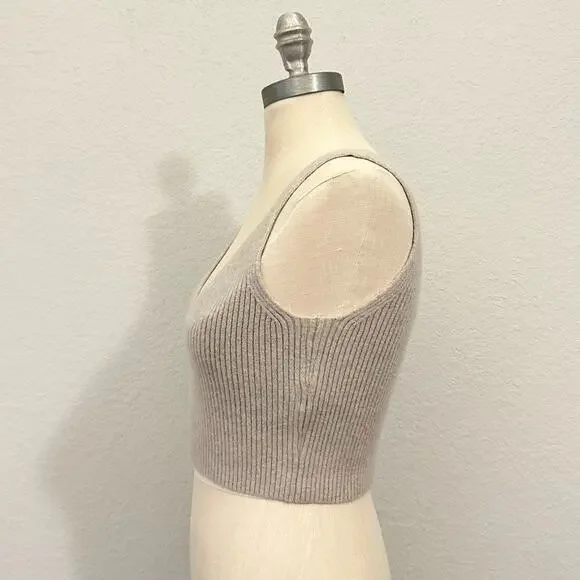 J.CREW Cropped Sweater Tank Tan Cashmere Blend Pullover Ribbed Knit - Picture 5 of 11